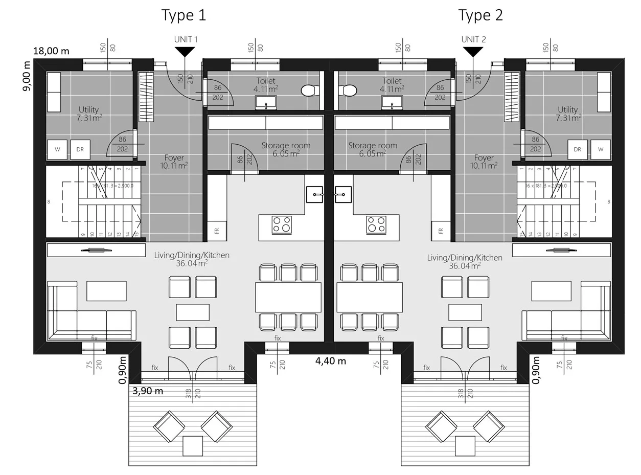 BAUTENT Duo Mannheim Grundriss Erdgeschoss