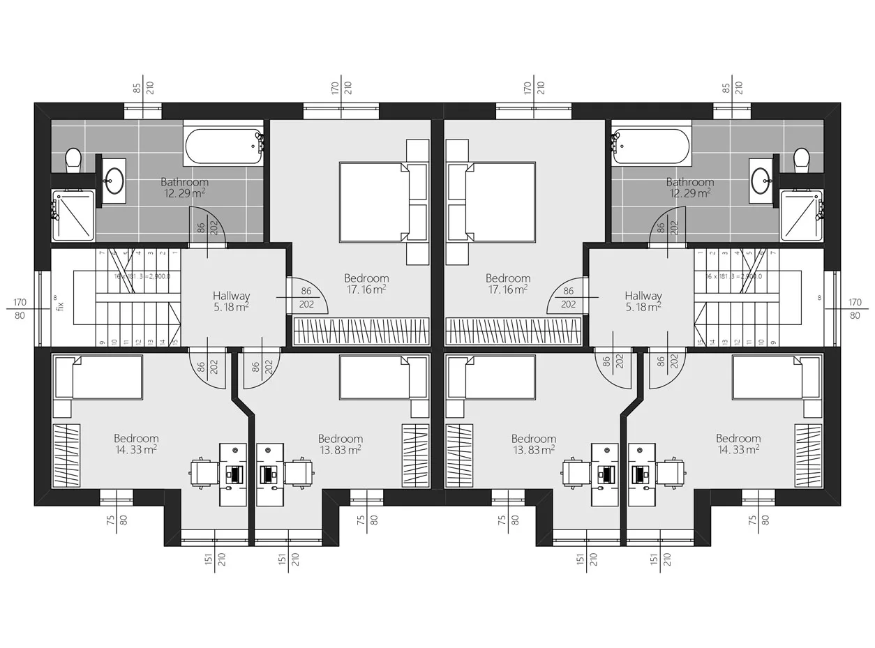 BAUTENT Duo Mannheim Grundriss Obergeschoss