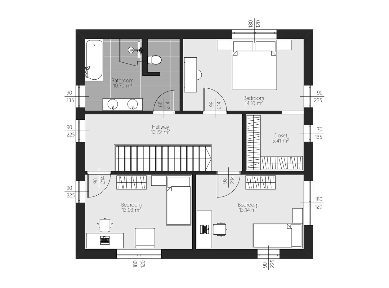 BAUTENT Schwarzwald Grundriss Obergeschoss