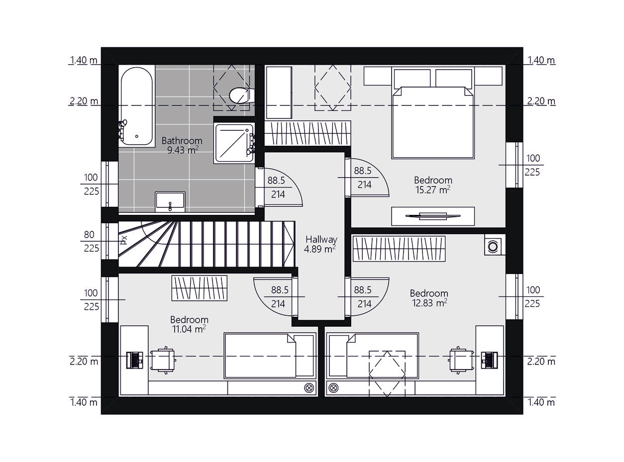 BAUTENT Kaiserstuhl Grundriss Obergeschoss
