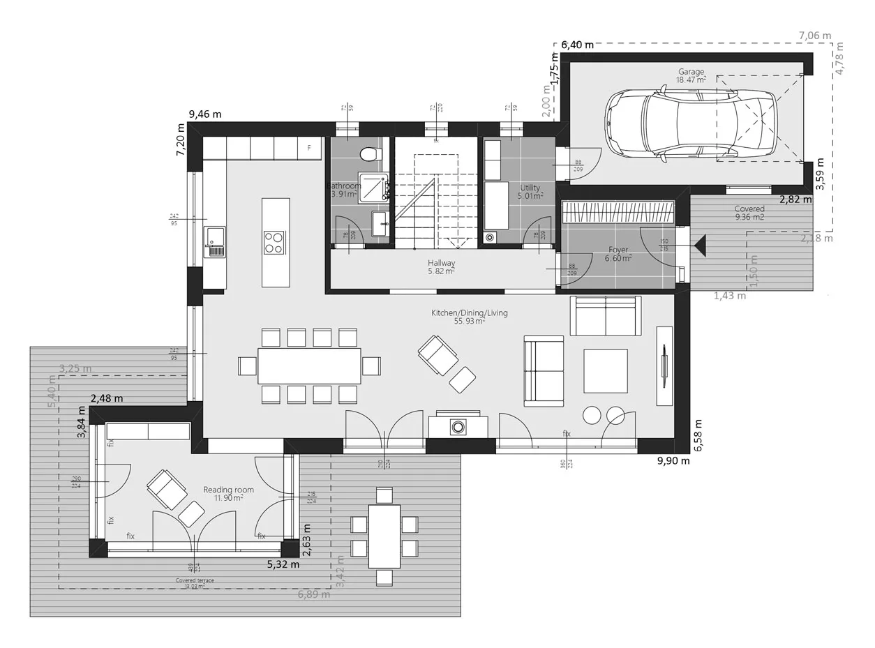 BAUTENT Alpen Grundriss Erdgeschoss
