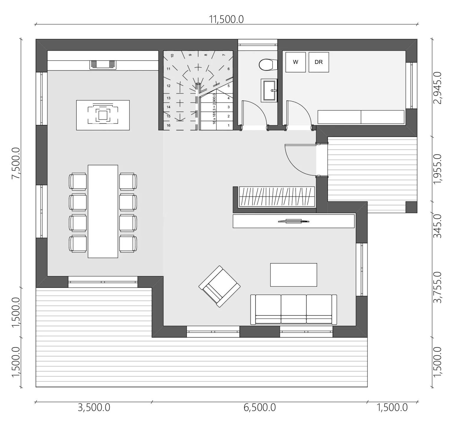 BAUTENT Neckar Grundriss Erdgeschoss