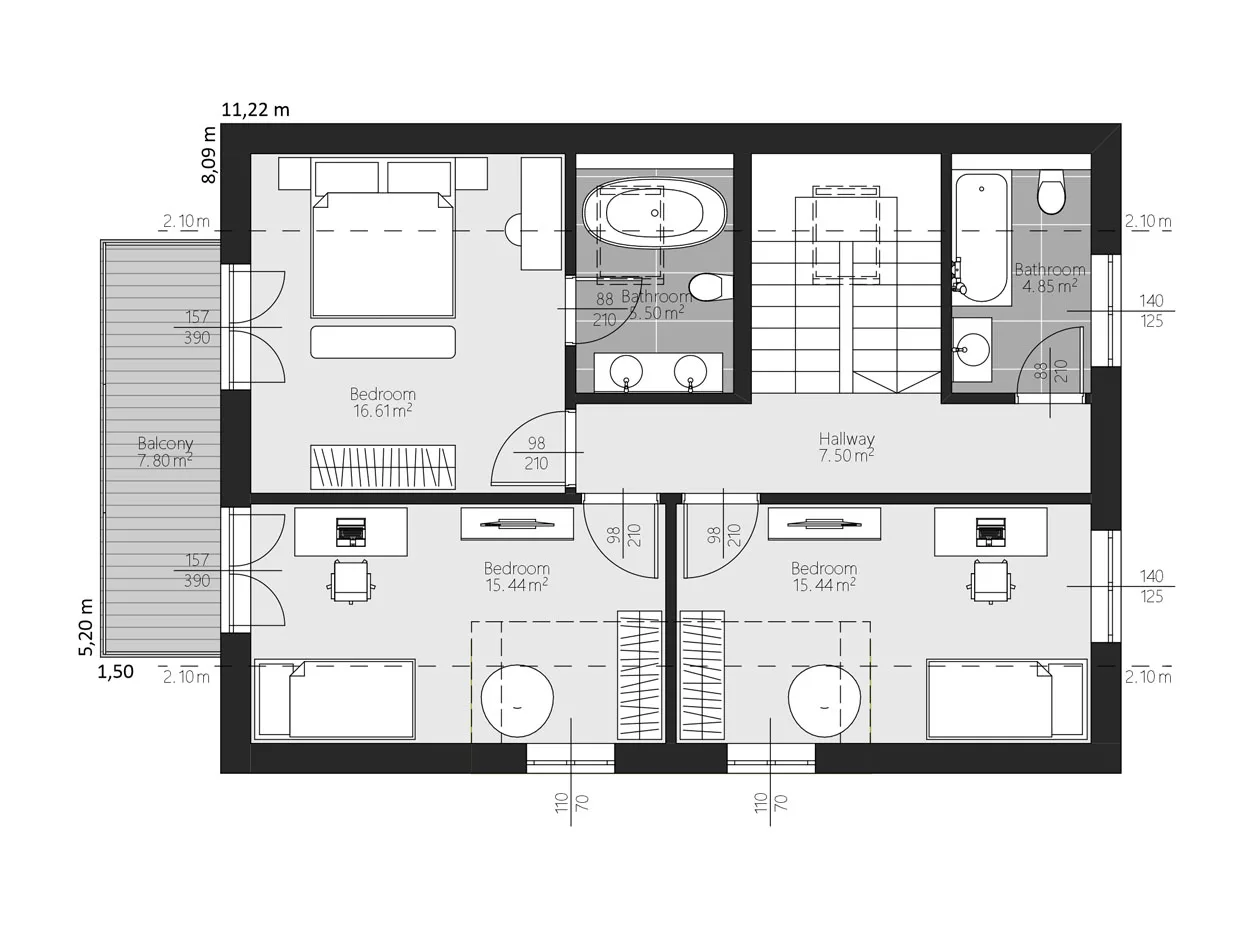 BAUTENT Bodensee Grundriss Obergeschoss