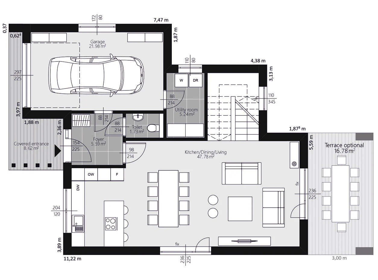 BAUTENT Sonnenhang Grundriss Erdgeschoss