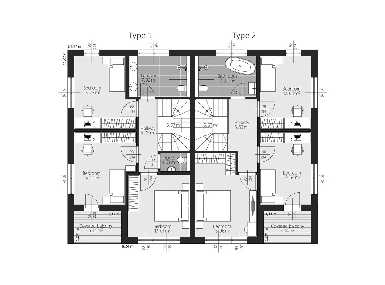 BAUTENT Duo Stuttgart Grundriss Obergeschoss